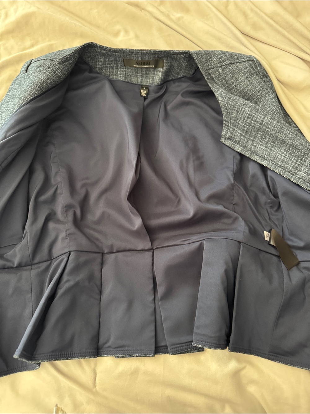 White House Black Market | Sea Blue Crosshatch Flirty Peplum Jacket Size 2 - Picture 6 of 11